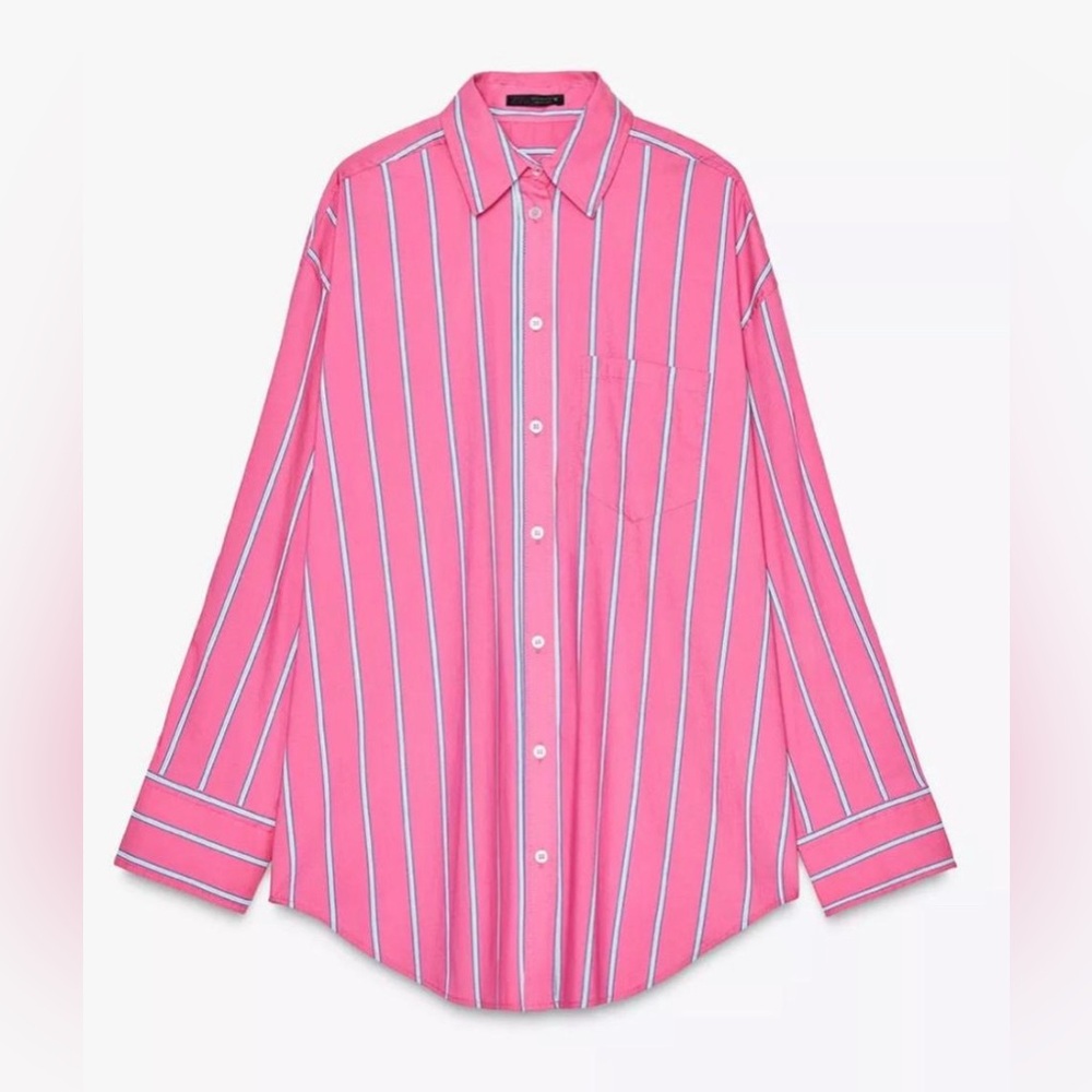 Striped Gauze Oversized Shirt // Zara